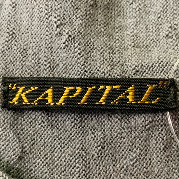 KAPITAL Grey Blue Orange Abstract Oversized Wool Scarf - Picture 4 of 6